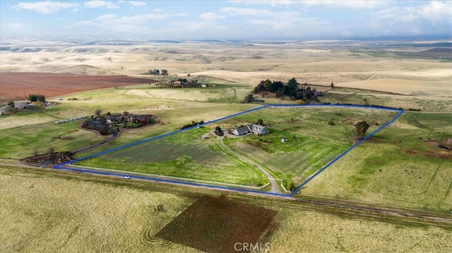 drone / aerial view with a rural view