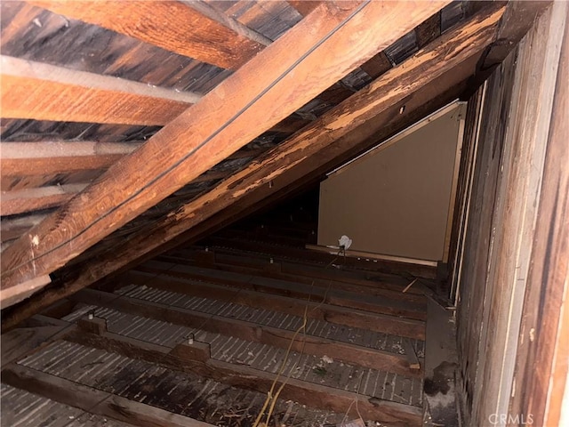 view of unfinished attic