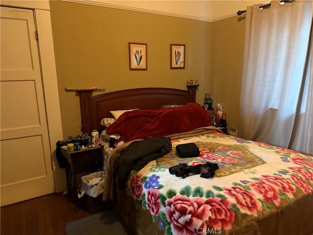 bedroom featuring dark wood-type flooring