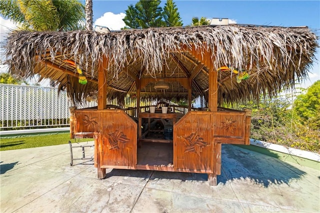 view of patio / terrace with a gazebo