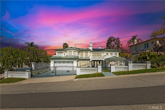 view of front of property featuring a garage