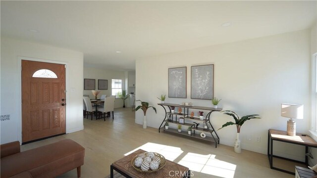 living room with light wood-type flooring