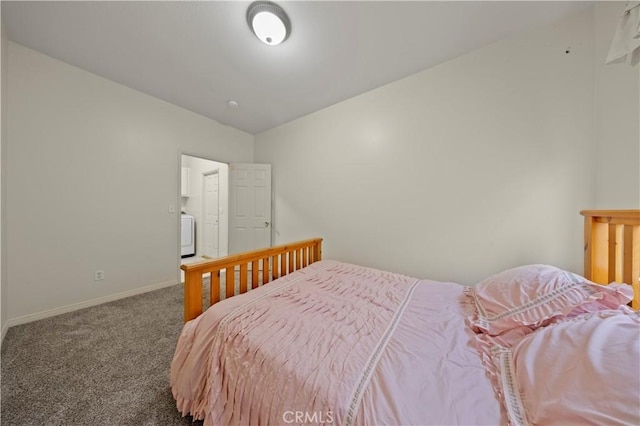 bedroom featuring washer / dryer and carpet flooring