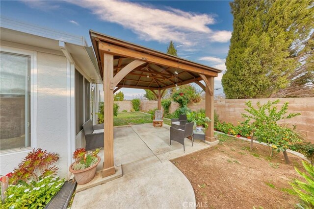 view of patio / terrace with a gazebo