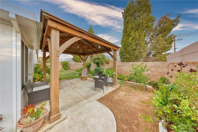 view of patio / terrace with a gazebo