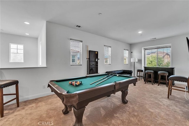 24469 Paxton Ln, Lake Elsinore, CA 92532 - rec room featuring carpet flooring, pool table, plenty of natural light, and recessed lighting
