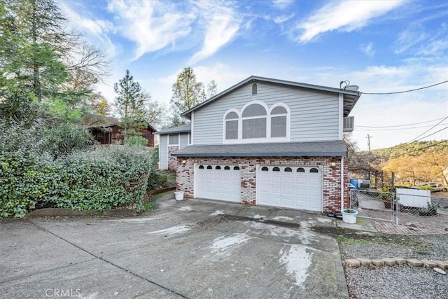 exterior space with a garage