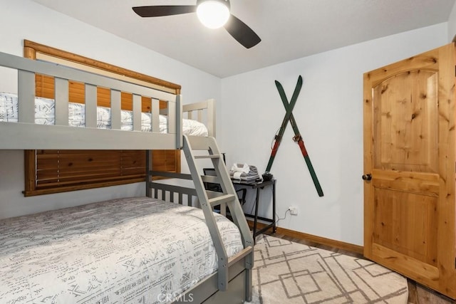 bedroom featuring ceiling fan