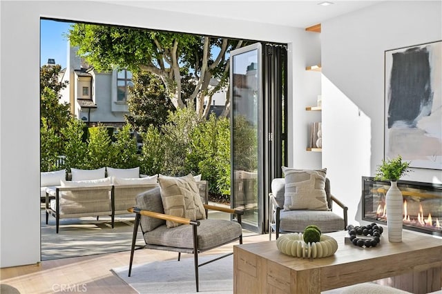 interior space featuring an outdoor living space