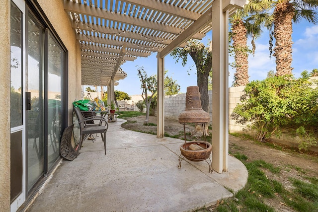 view of patio / terrace featuring a pergola