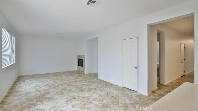 interior space with a fireplace