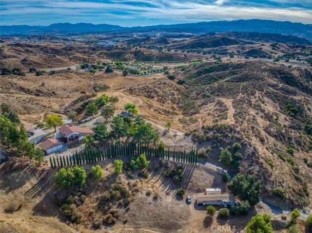 aerial view with a mountain view