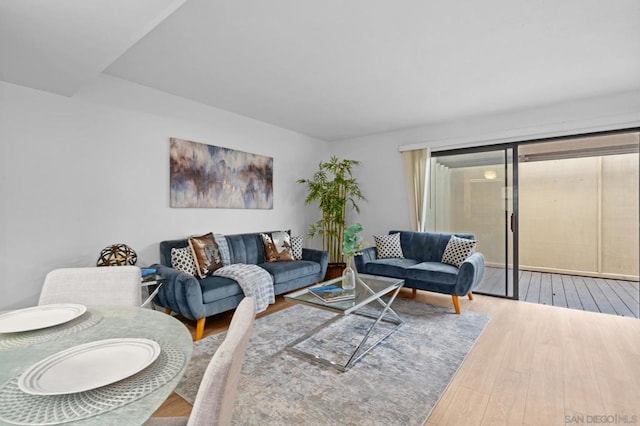 living room with hardwood / wood-style floors