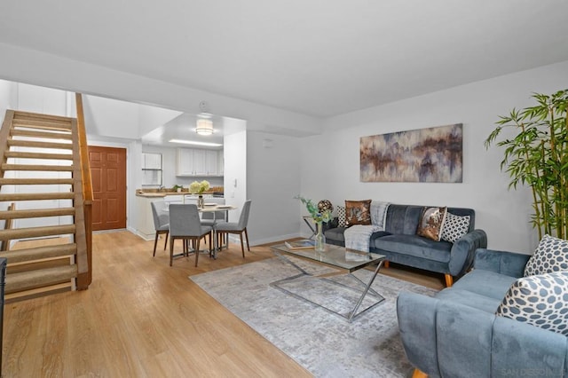 living room with light wood-type flooring