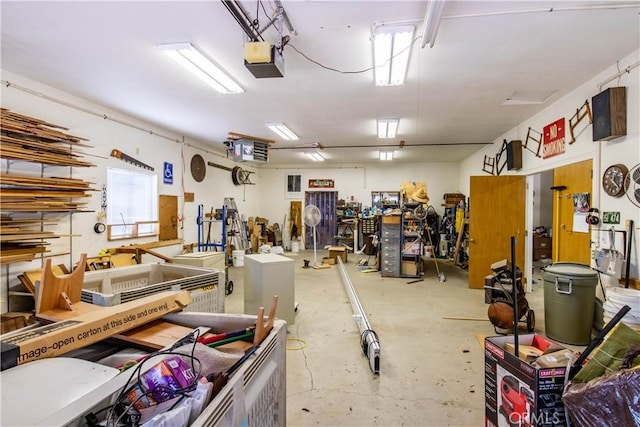 garage with a garage door opener