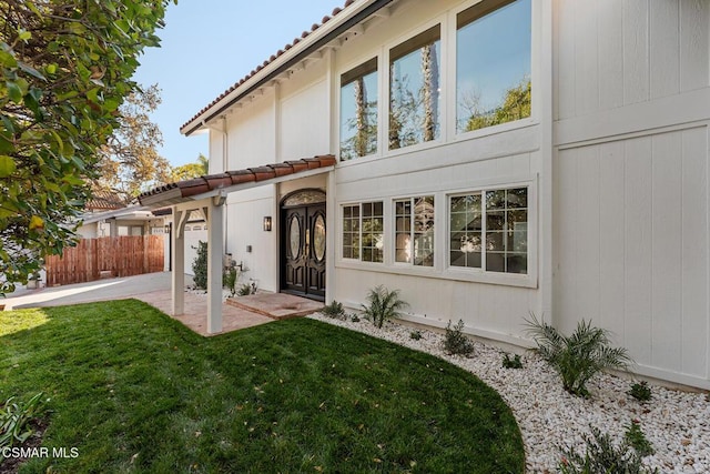 exterior space with a yard and a patio area