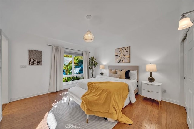 bedroom featuring a closet and light hardwood / wood-style floors