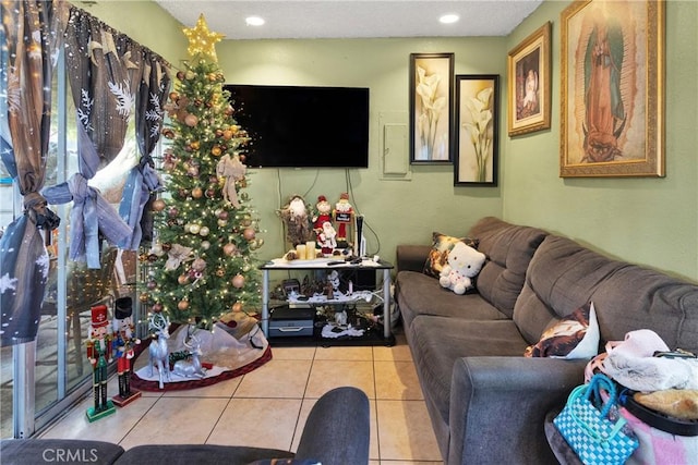 view of tiled living room