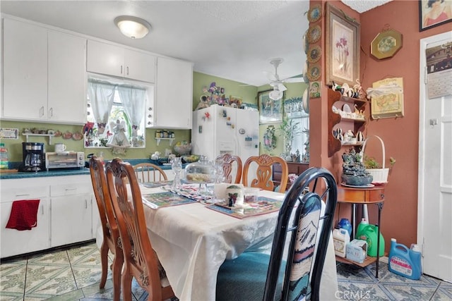 dining room featuring ceiling fan