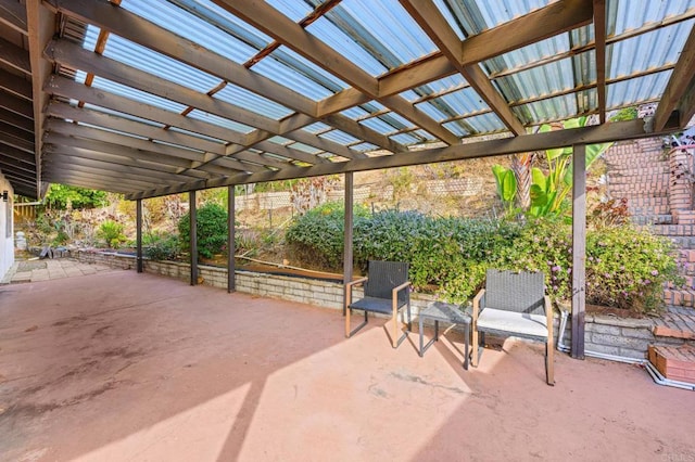 view of patio / terrace featuring a pergola