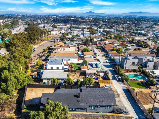 drone / aerial view with a mountain view