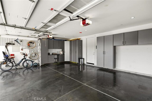 garage with a garage door opener