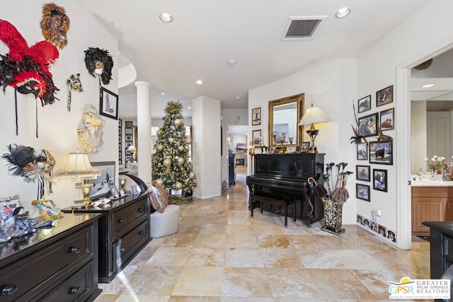 interior space with ornate columns