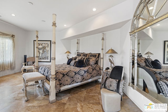 bedroom featuring a chandelier