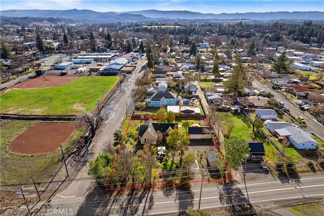 bird's eye view featuring a mountain view