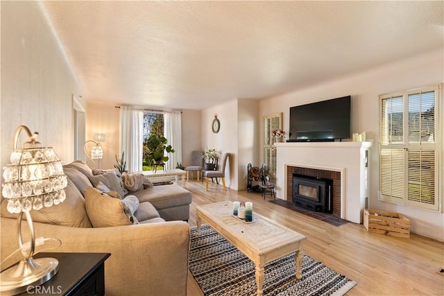 living room with light hardwood / wood-style floors