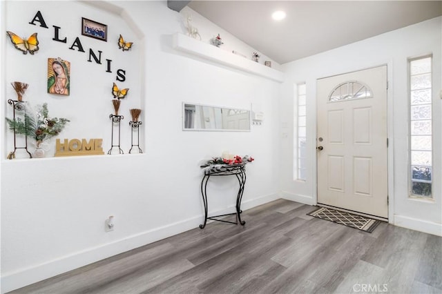 51490 Forest Boundry Rd, Anza, CA 92539 - entryway with light wood-type flooring and vaulted ceiling