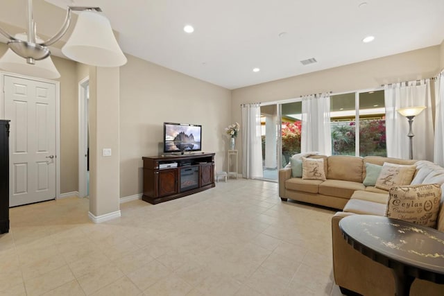 view of tiled living room