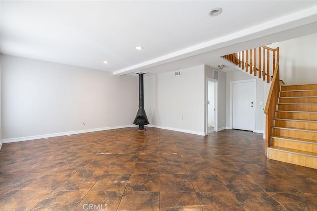 interior space featuring beamed ceiling