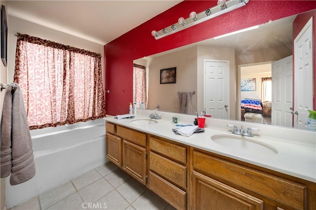 bathroom featuring vanity and tile patterned flooring