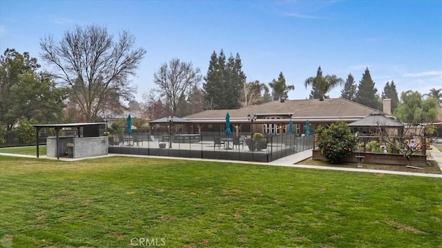 exterior space with a playground and a gazebo