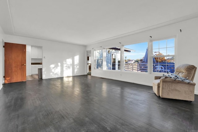 living room with dark wood-type flooring