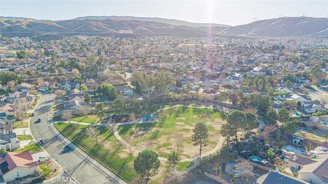 drone / aerial view with a mountain view