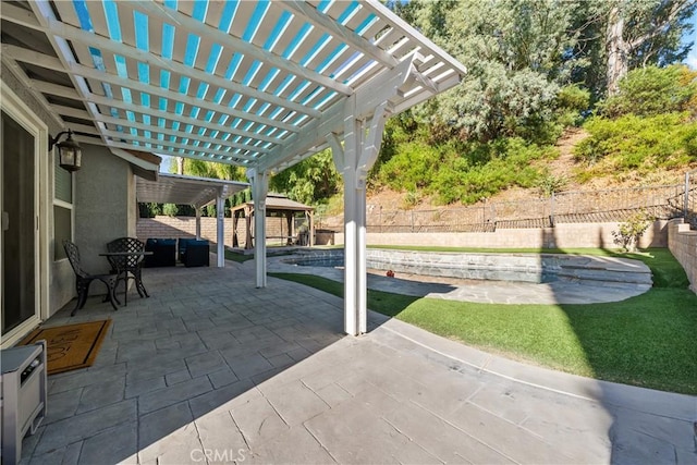 view of patio with a gazebo and a pergola