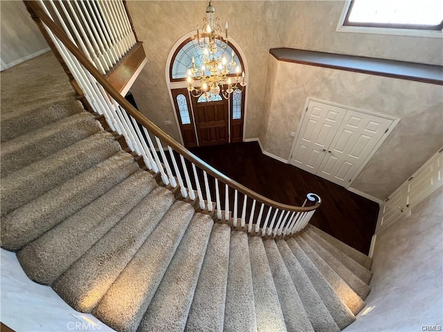 6966 Ranch View Rd, Riverside, CA 92506 - staircase with a chandelier