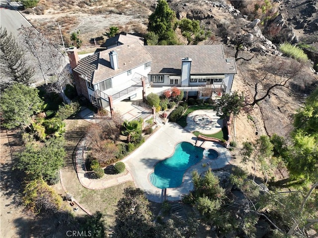 6966 Ranch View Rd, Riverside, CA 92506 - view from above of property with a pool area
