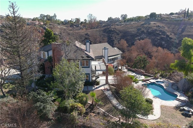 6966 Ranch View Rd, Riverside, CA 92506 - aerial overview of property's location featuring a pool