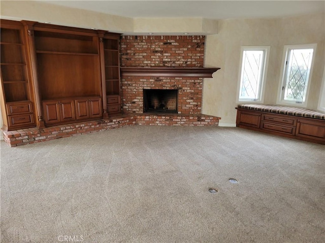 6966 Ranch View Rd, Riverside, CA 92506 - unfurnished living room with carpet flooring and a brick fireplace