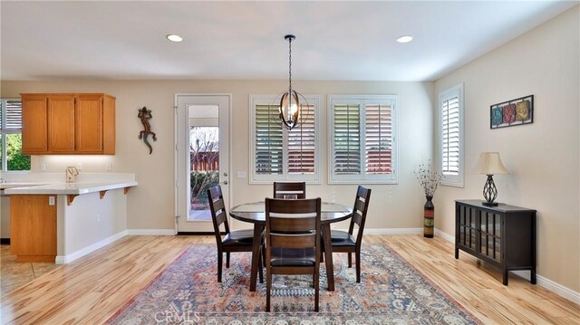 dining room with light hardwood / wood-style floors