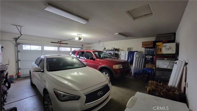 garage with a garage door opener