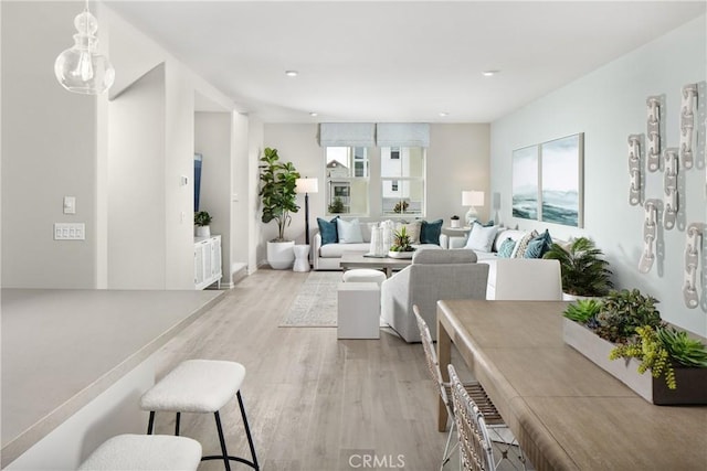 living room featuring light hardwood / wood-style floors