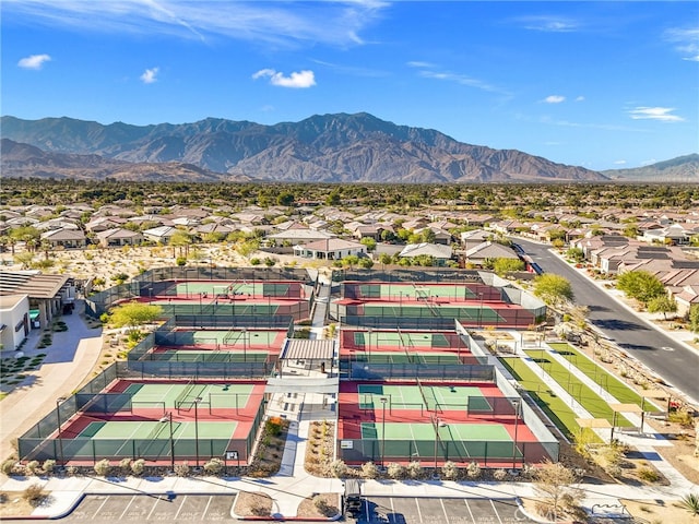 drone / aerial view with a mountain view