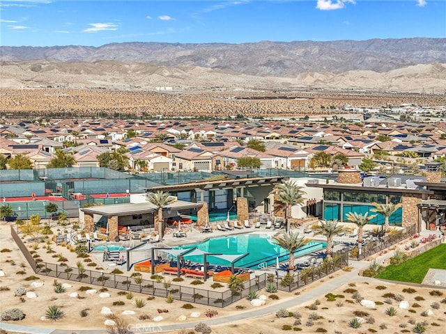 aerial view with a mountain view