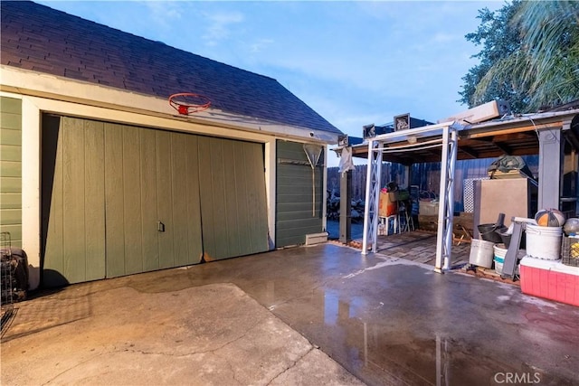 view of garage