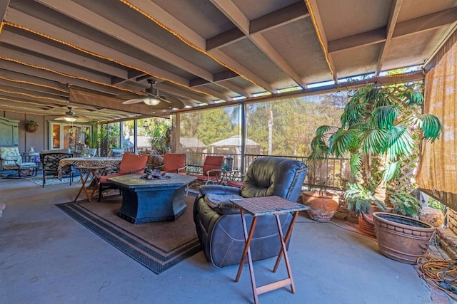 view of patio / terrace featuring ceiling fan