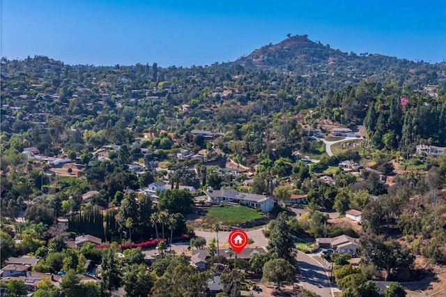 bird's eye view featuring a mountain view